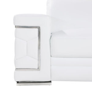 47" White And Silver Genuine Leather Club Chair
