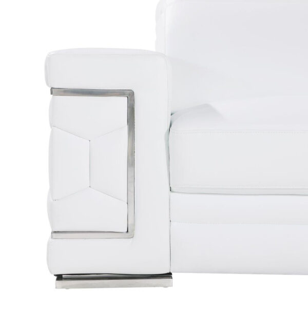 47" White And Silver Genuine Leather Club Chair