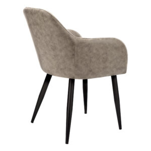 Set of Two Taupe And Black Upholstered Fabric Dining Arm Chairs