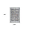 9' x 12' Gray and Ivory Floral Area Rug