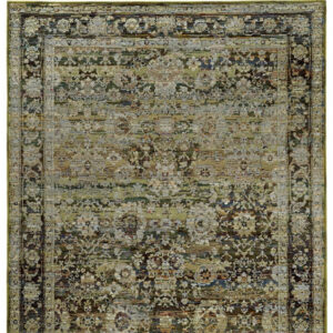 9'X12' Green And Brown Floral Area Rug