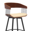 27" Cream and Black Faux Leather with Metal Swivel Counter Height Bar Chair