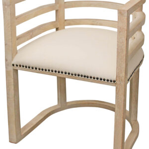 Ivory And Natural Upholstered Linen Curved Back Dining Arm Chair