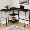42" Espresso and Black Wood and Metal Corner Trestle Computer Desk