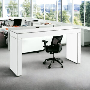 55" Clear Glass Mirrored Writing Desk