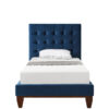 Navy Blue Solid Wood Full Tufted Upholstered Velvet Bed