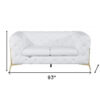 Two Piece Indoor White Italian Leather Five Person Seating Set