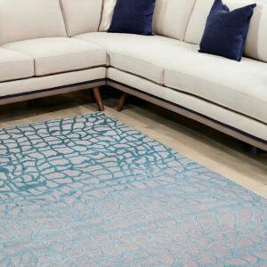 8' x 11' Blue and Gray Abstract Non Skid Area Rug