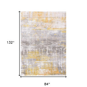 8' x 11' Gray and Yellow Abstract Non Skid Area Rug
