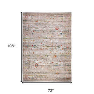 7' x 9' Gray and Brown Oriental Non Skid Area Rug