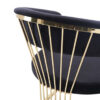 Black And Gold Upholstered Velvet Open Back Dining Arm Chair