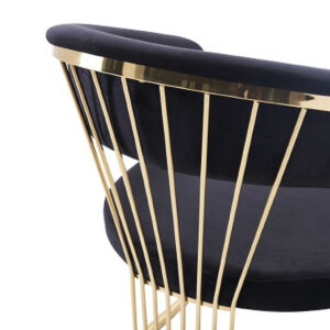 Black And Gold Upholstered Velvet Open Back Dining Arm Chair