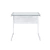33" Clear and White Glass and Stainless Steel Writing Desk