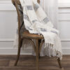 Blue and Ivory Woven 95% Cotton/5% Acrylic Throw Blanket