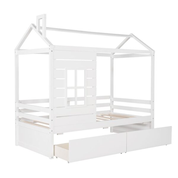 White Wood Twin Four Poster Bed Frame