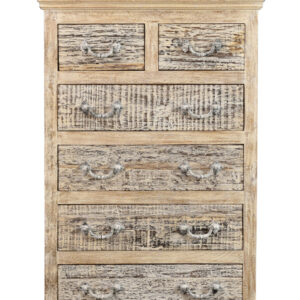 35" White Solid Wood Six Drawer Chest