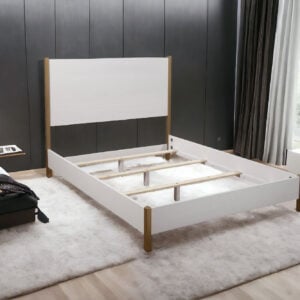 Gold And White Wood Queen Bed Frame