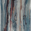 9' X 12' Blue Red And Ivory Wool Abstract Tufted Handmade Stain Resistant Area Rug
