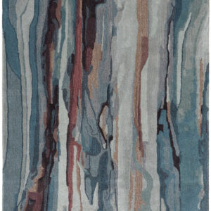 9' X 12' Blue Red And Ivory Wool Abstract Tufted Handmade Stain Resistant Area Rug