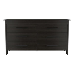 59" Black Six Drawer Double Dresser
