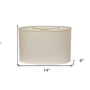 14" White Throwback Oval Linen Lampshade