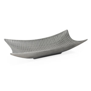 20" Silver Geo Lines Ceramic Vanity Tray