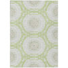 9' X 12' Artichoke Green Olive Green And Tan Floral Medallion Washable Indoor Outdoor Area Rug