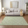 3' X 5' Artichoke Green And Ivory Geometric Washable Indoor Outdoor Area Rug