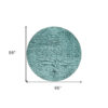 8' Teal Blue Turquoise And Charcoal Round Oriental Washable Indoor Outdoor Area Rug