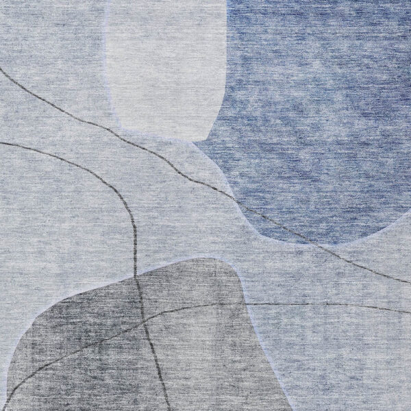 8' X 10' Denim Blue And Sky Blue Abstract Washable Indoor Outdoor Area Rug