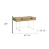 47" Natural and White Wood and Metal Computer Desk With Two Drawers