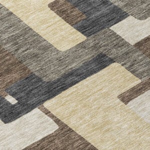 8' Brown And Taupe Round Abstract Washable Indoor Outdoor Area Rug