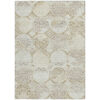 9' X 12' Ivory Beige And Taupe Trellis Washable Indoor Outdoor Area Rug