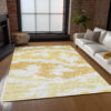 9' X 12' Gold Beige And Wheat Abstract Washable Indoor Outdoor Area Rug