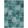9' X 12' Teal Blue Aqua And Charcoal Patchwork Washable Indoor Outdoor Area Rug