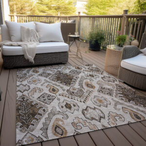 10' X 14' Brown And Beige Moroccan Washable Indoor Outdoor Area Rug