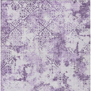 5' X 8' Lavender Purple And Lilac Floral Washable Indoor Outdoor Area Rug