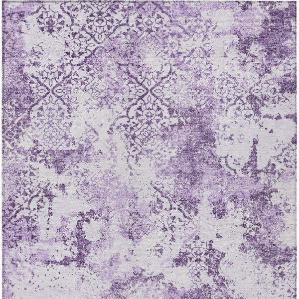 5' X 8' Lavender Purple And Lilac Floral Washable Indoor Outdoor Area Rug