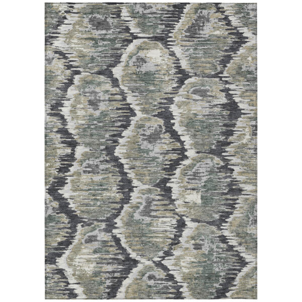 8' X 10' Charcoal Gray And Silver Abstract Washable Indoor Outdoor Area Rug