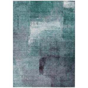 5' X 8' Teal Blue Aqua And Ivory Abstract Washable Indoor Outdoor Area Rug