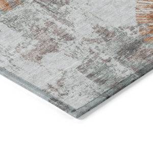 9' X 12' Terra Cotta Copper And Taupe Abstract Washable Indoor Outdoor Area Rug