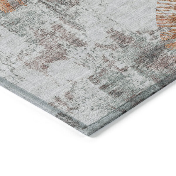 9' X 12' Terra Cotta Copper And Taupe Abstract Washable Indoor Outdoor Area Rug