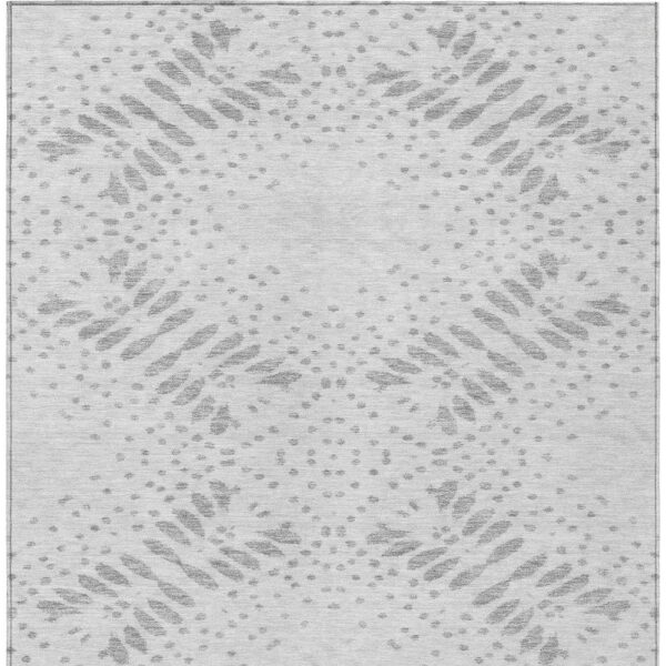 10' X 14' Gray And Silver Floral Washable Indoor Outdoor Area Rug