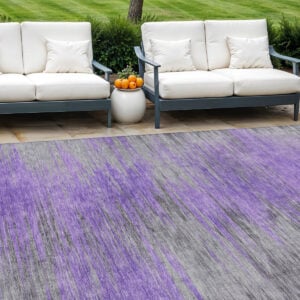 9' X 12' Purple Gray And Charcoal Abstract Washable Indoor Outdoor Area Rug