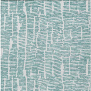 8' X 10' Teal Blue And Ivory Abstract Washable Indoor Outdoor Area Rug