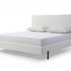 King White Upholstered Faux Leather Bed With USB