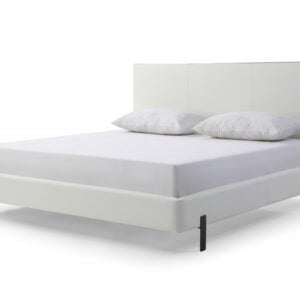 King White Upholstered Faux Leather Bed With USB