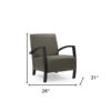 26" Green And Black Top Grain Leather Arm Chair