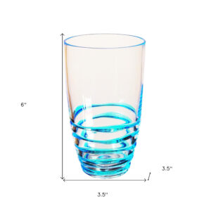 Set of Four Clear and Blue Swirl Acrylic Highball Glasses