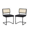 Set of Two Black Upholstered Velvet Dining Side Chairs
